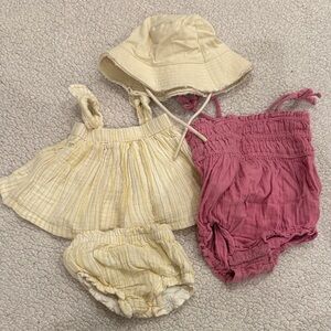 Kids Summer Outfit Set - Pink and Cream